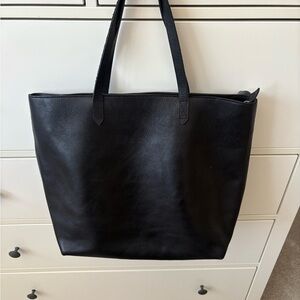 Madewell Black Leather Tote Bag